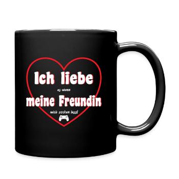 Ich liebe es wenn meine Freundin mich zocken lässt - Tasse einfarbig - Schwarz - Rechts