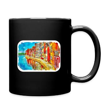 Florence Italie Aquarelle Esquisse Peinture Dessinée - Mug uni - noir - Droite