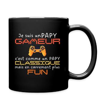 Je suis un papy gameur en carrement plus fun - Mug uni - noir - Droite