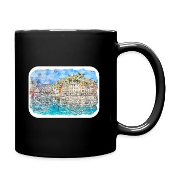 Sorrente Italie Aquarelle Esquisse Dessinée Peinture - Mug uni - noir - Droite