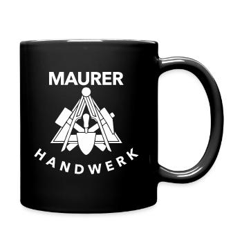 Maurer Handwerk - Tasse einfarbig - Schwarz - Rechts