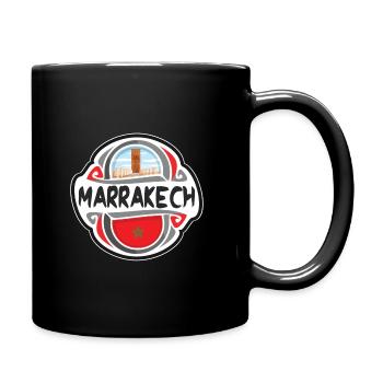 Marrakech Morocco Flag Badge Travel Souvenir Stamp - Full Colour Mug - black - Right