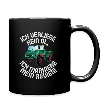 Ich verliere kein Öl - Unimog - Offroad - Oldtimer - Tasse einfarbig - Schwarz - Rechts