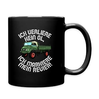 Ich verliere kein Öl - Unimog - Offroad - Oldtimer - Tasse einfarbig - Schwarz - Rechts
