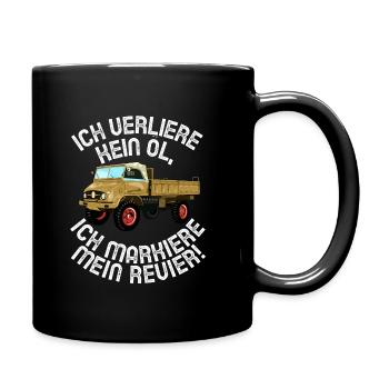 Ich verliere kein Öl - Unimog - Offroad - Oldtimer - Tasse einfarbig - Schwarz - Rechts