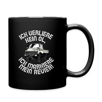 Ich verliere kein Öl - Unimog - Offroad - Oldtimer - Tasse einfarbig - Schwarz - Rechts