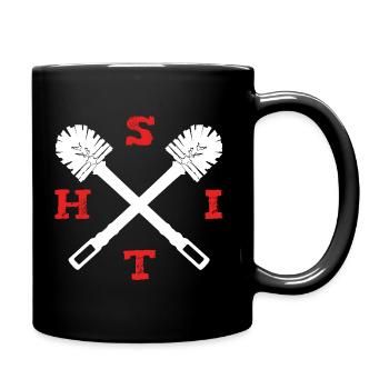 Shit poop toilet brush politics bowel movement toilet - Full Colour Mug - black - Right