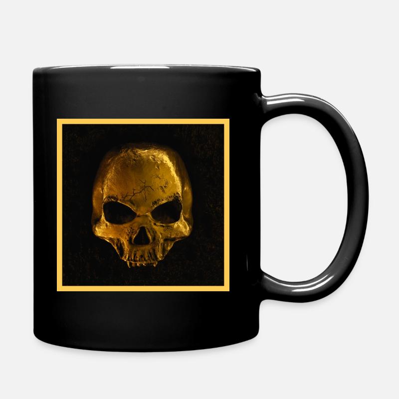 Goldener Schädel - Tasse einfarbig - Schwarz