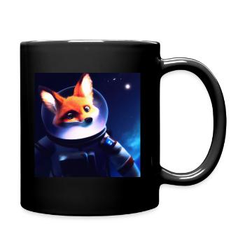 Fox Astronaut Sticker - Tasse einfarbig - Schwarz - Rechts