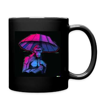 Monkey with umbrella - Full Colour Mug - black - Right