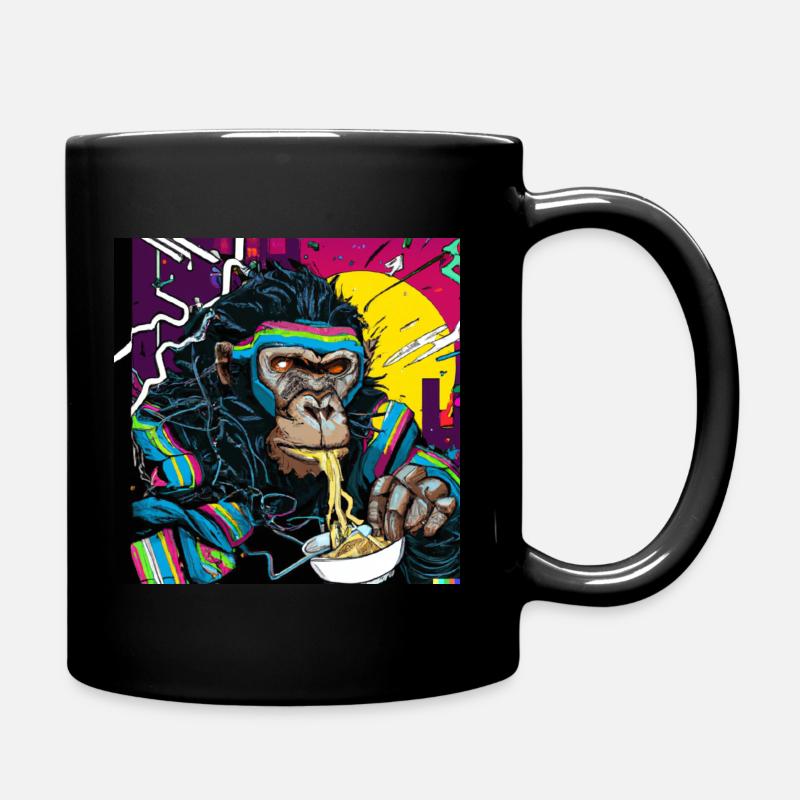 Affe isst Ramen - Tasse einfarbig - Schwarz