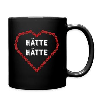 Hätte Hätte Fahrradkette Radfahrer Spruch Fahrrad - Tasse einfarbig - Schwarz - Rechts
