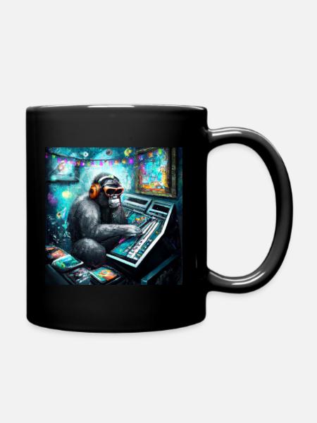 DJ Gorilla - Full Colour Mug - black