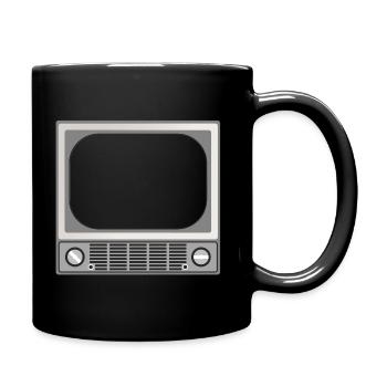 Retro Fernseher - Tasse einfarbig - Schwarz - Rechts