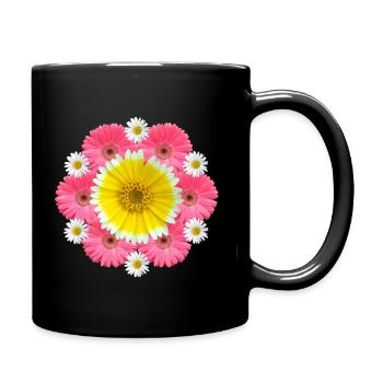 Gerbera Margeriten Blume Blumenranke floral blumig - Tasse einfarbig - Schwarz - Rechts