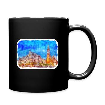 Krakow Poland Watercolor Sketch Illustration - Full Colour Mug - black - Right