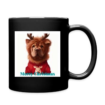 Sweet Chow Chow dans un pull de renne de Noël. - Mug uni - noir - Droite