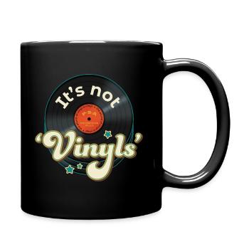 Lustige Schallplatte 'It's not Vinyls', Blue Outline - Tasse einfarbig - Schwarz - Rechts