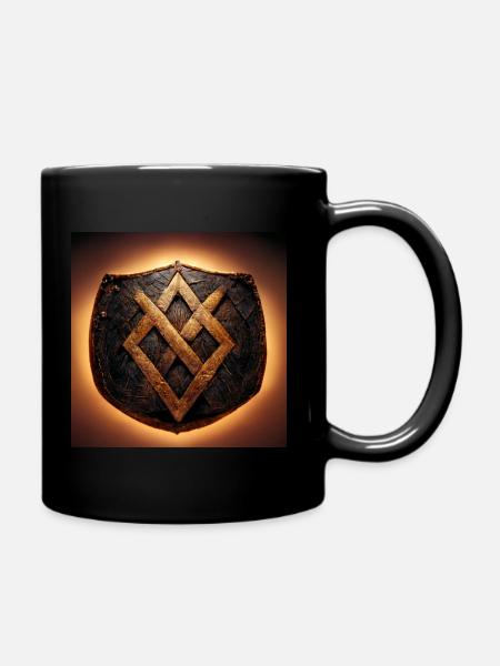 Wappenschild mit Binderune - Tasse einfarbig - Schwarz