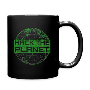 Hack the Planet - Green Globe Computer Hacker - Full Colour Mug - black - Right