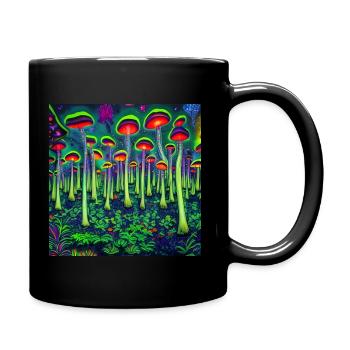 Magischer psychedelischer Wald - Tasse einfarbig - Schwarz - Rechts