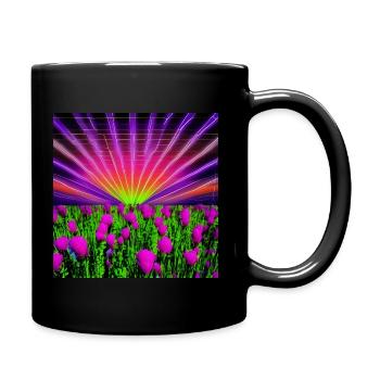 Psychedelische Sonne senkt sich - Tasse einfarbig - Schwarz - Rechts