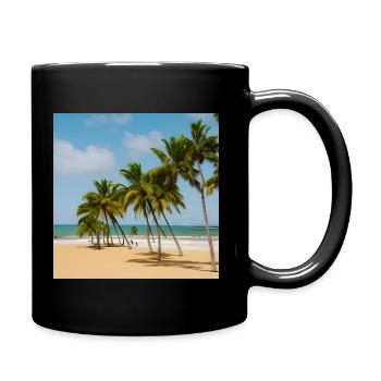 Calm beach with palm trees - Full Colour Mug - black - Right