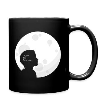 Un jour j irai sur la lune - Mug uni - noir - Droite