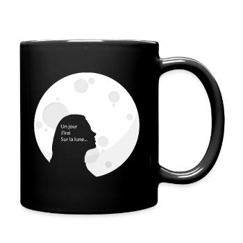 Un jour j'irai sur la lune - fille - Mug uni - noir - Droite