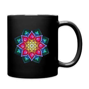 Mandala - Tasse einfarbig - Schwarz - Rechts