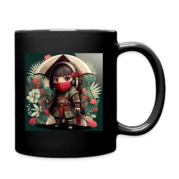 Kawaii Anime Samurai - AI Art - Digital Art - Full Colour Mug - black - Right