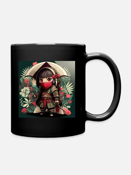 Kawaii Anime Samurai - AI Art - Art numérique - Mug uni - noir