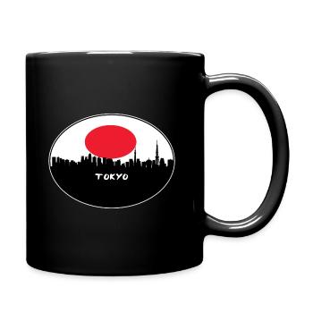 Tokyo Japan Flagge Skyline Silhouette Reisen - Tasse einfarbig - Schwarz - Rechts