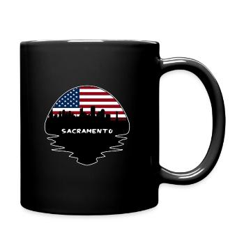 Sacramento California Usa Flag Skyline Silhouette - Full Colour Mug - black - Right