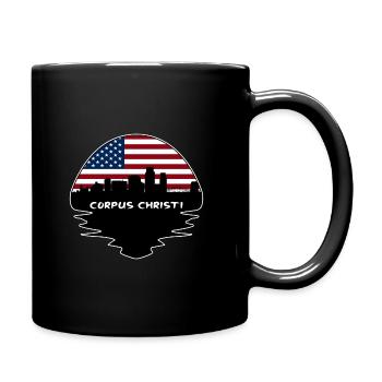 Corpus Christi Texas USA Flagge Skyline Silhouette T - Tasse einfarbig - Schwarz - Rechts