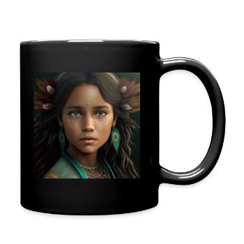 Belle fille bohème indigène aux yeux verts - Mug uni - noir - Droite