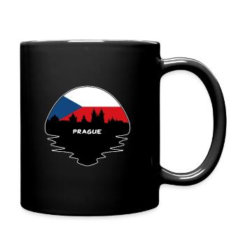 Prag Tschechien Flagge Skyline Silhouette Reisen - Tasse einfarbig - Schwarz - Rechts