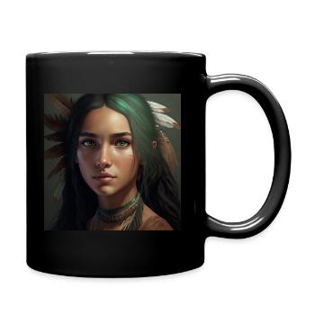 Fille avec des bijoux en plumes - Mug uni - noir - Droite