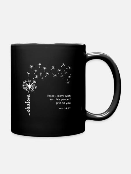 Shalom Löwenzahn Christliches Design Johannes 14:27 - Tasse einfarbig - Schwarz