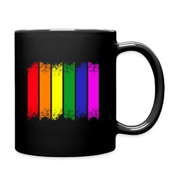 Rainbow Stripes - Full Colour Mug - black - Right