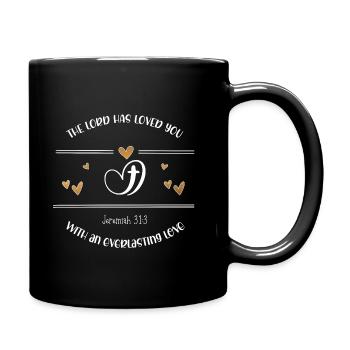 Christliches Design Der Herr hat ewige Liebe - Tasse einfarbig - Schwarz - Rechts