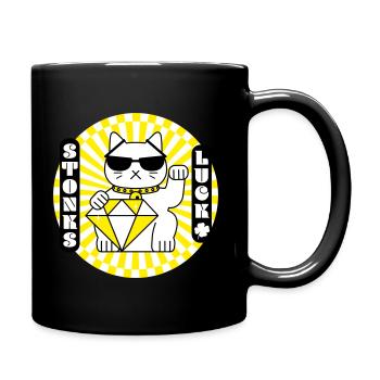 Stonk's lucky cat - Full Colour Mug - black - Right