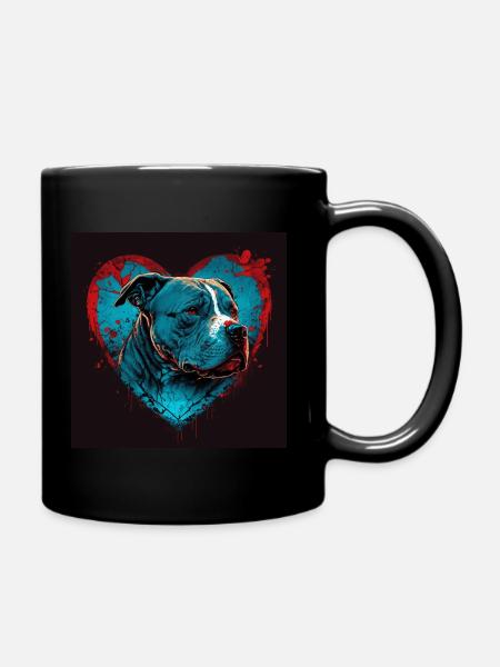 American Staffordshire Terrier Herz - Tasse einfarbig - Schwarz