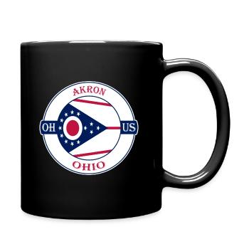 Akron Ohio Flagge USA Reise Souvenir Abzeichen - Tasse einfarbig - Schwarz - Rechts