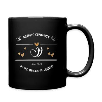 Christliches Design die Reichtümer des Himmels - Tasse einfarbig - Schwarz - Rechts