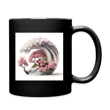 Vague de Sakura V2 - Mug uni - noir - Droite