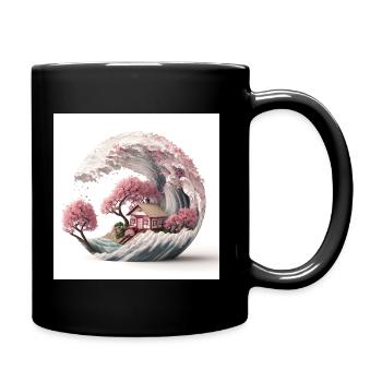Vague de Sakura V3 - Mug uni - noir - Droite
