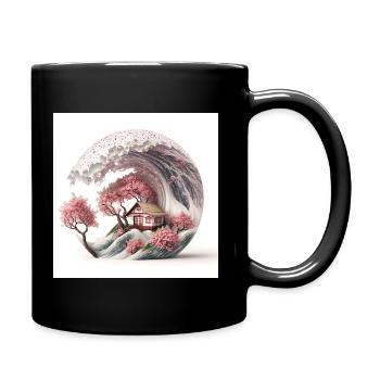 Vague de Sakura - Mug uni - noir - Droite