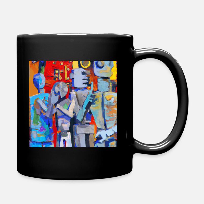 Robots at the table - Full Colour Mug - black