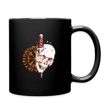 Tête de mort & dague fond nordique Vikings Veg. - Mug uni - noir - Droite